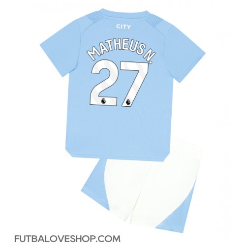 Dres Manchester City Matheus Nunes #27 Domáci pre deti 2023-24 Krátky Rukáv (+ trenírky)